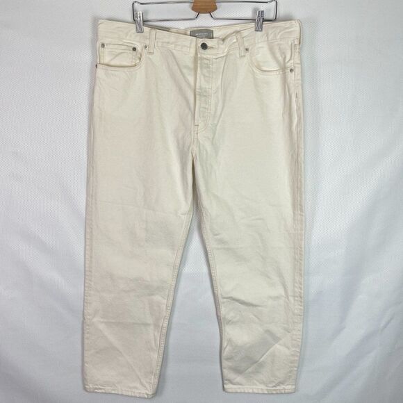Everlane The Rigid Slouch Straight Leg Organic Cotton Jean Ecru Plus Size 33 - Picture 2 of 11